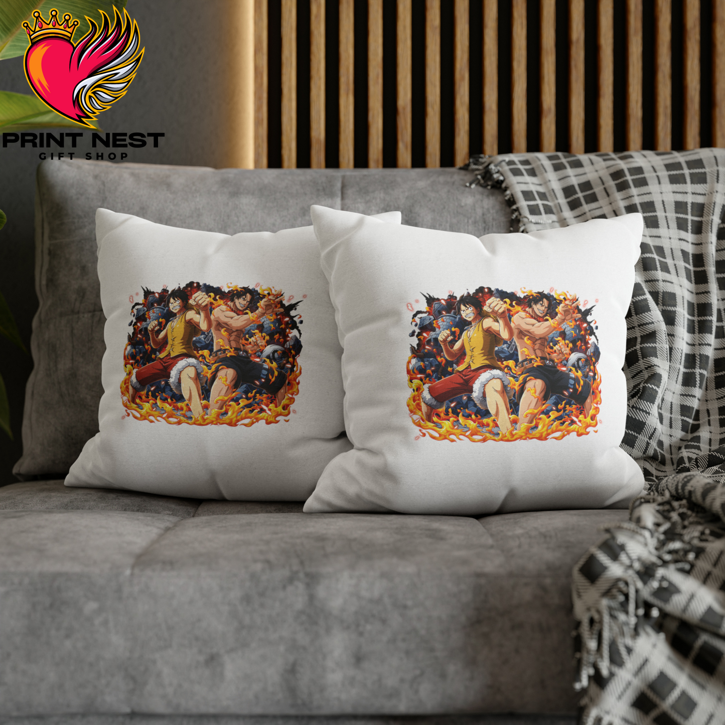 Portgas D Ace and Monkey D Luffy Cushion