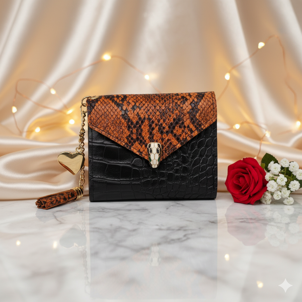 Snake Pattern Tussle Wallet for Women