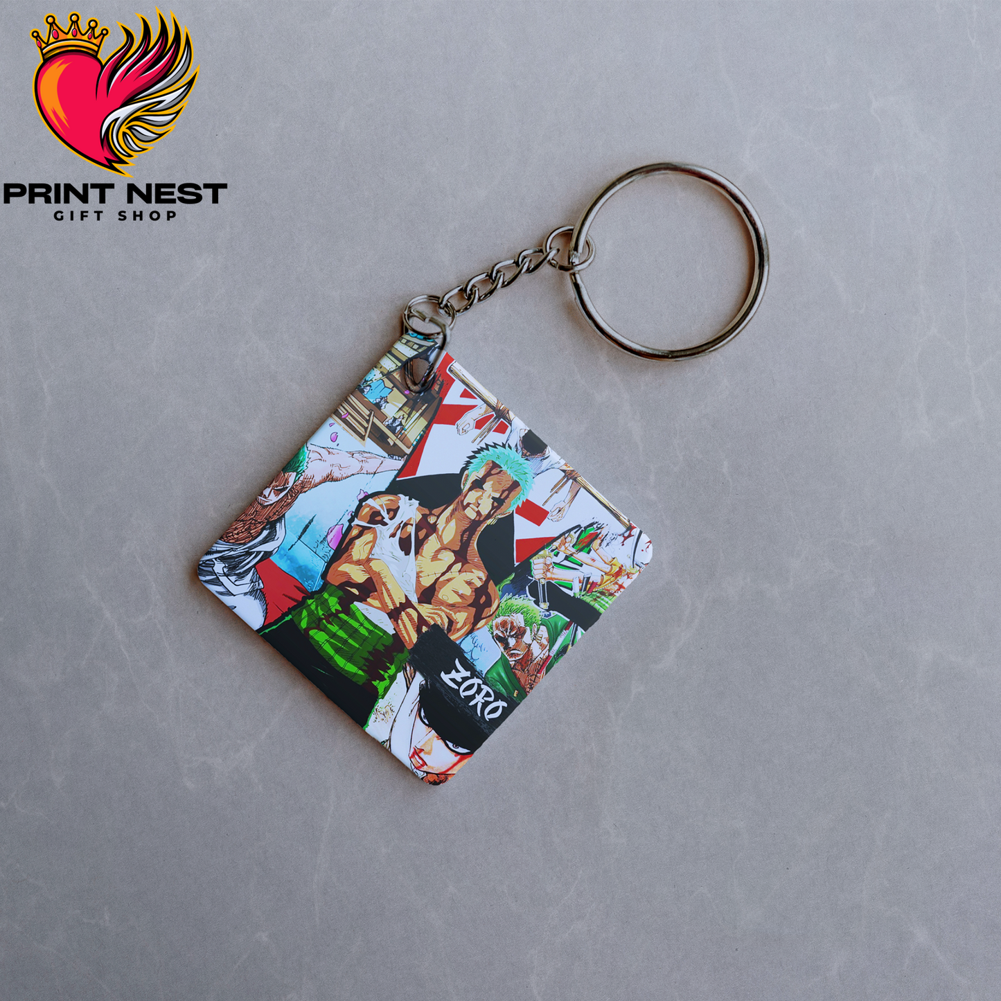 RoronoaZoro Metalic Keychain Printnest